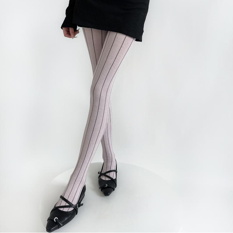 Women Tights Color Matching Striped Thigh High Stockings Pantyhose Lingerie Sexy Slim Stockings Tight Pantyhose Knitted Leggings