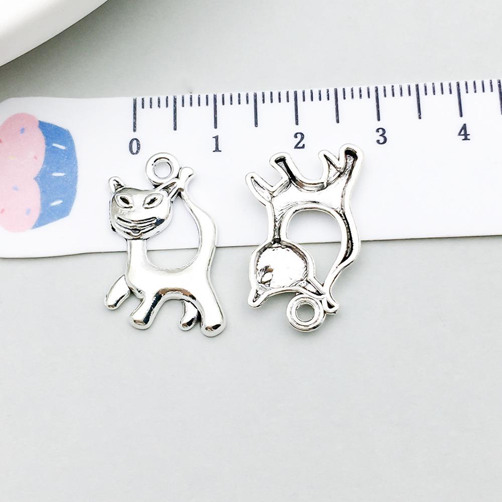 Set di 100 Ciondoli Gatto Farfalla Luna Argento Antico per Braccialetti e Collane Fai da Te