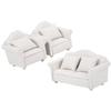 3Pcs 1:12 Mini Doll House Plaid Sofa Cushion Set Accessory Room Furniture ToyWhite