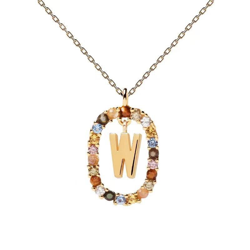 European & American Spanish Zircon Alphabet Necklace - Stylish Clavicle Chain Pendant