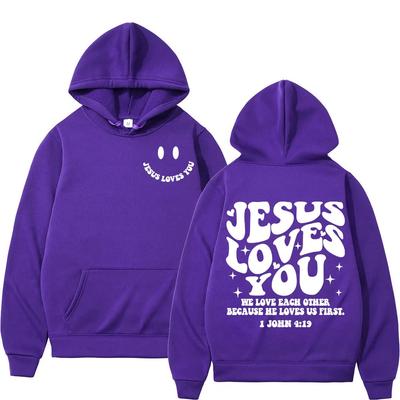 Style Double-sided Printed Hoodie with Jesus' Love for You Fashionable Men's Sweatshirt High-quality Retro Sweatshirt