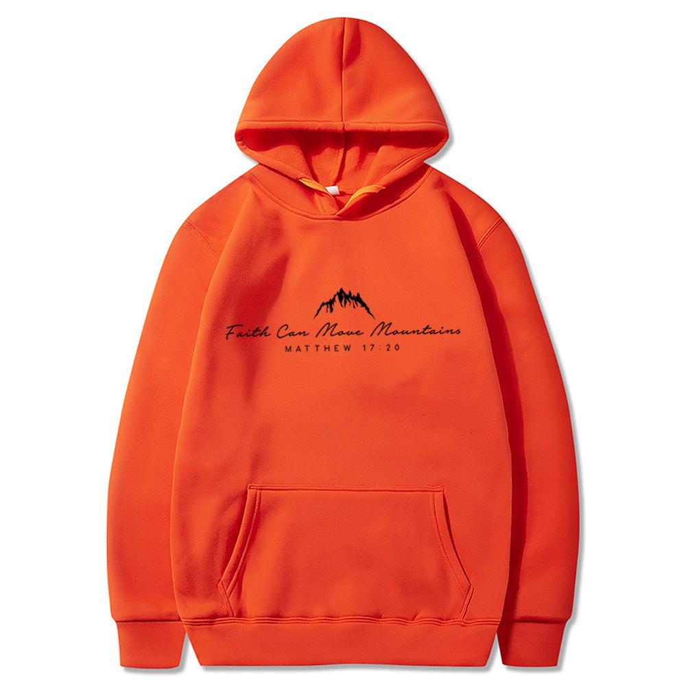 Unisex Faith Can Move Mountains Hoodie Damen Christliches Kapuzenpullover Niedlicher Bibelvers Pullover Lustiger Motivations-Hoodie Trendiges Top