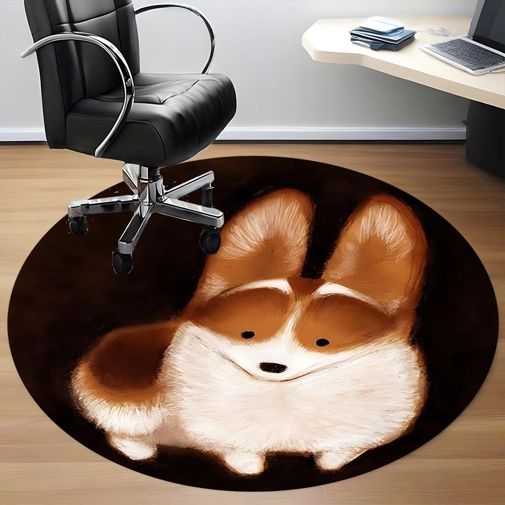 1PC Dog Ears Office Round Area Rug, Mat Suitable For Office, Under Office Chairs Bedroom Living Room Home Decor, Room Deco