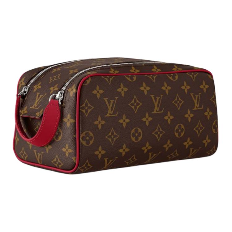 

Louis Vuitton Dopp Kit Letter Logo Zipper Closure Leather Toiletry Bag Men toiletry bag Red Brown M12640 Basic Set (Bag+Dust Bag)