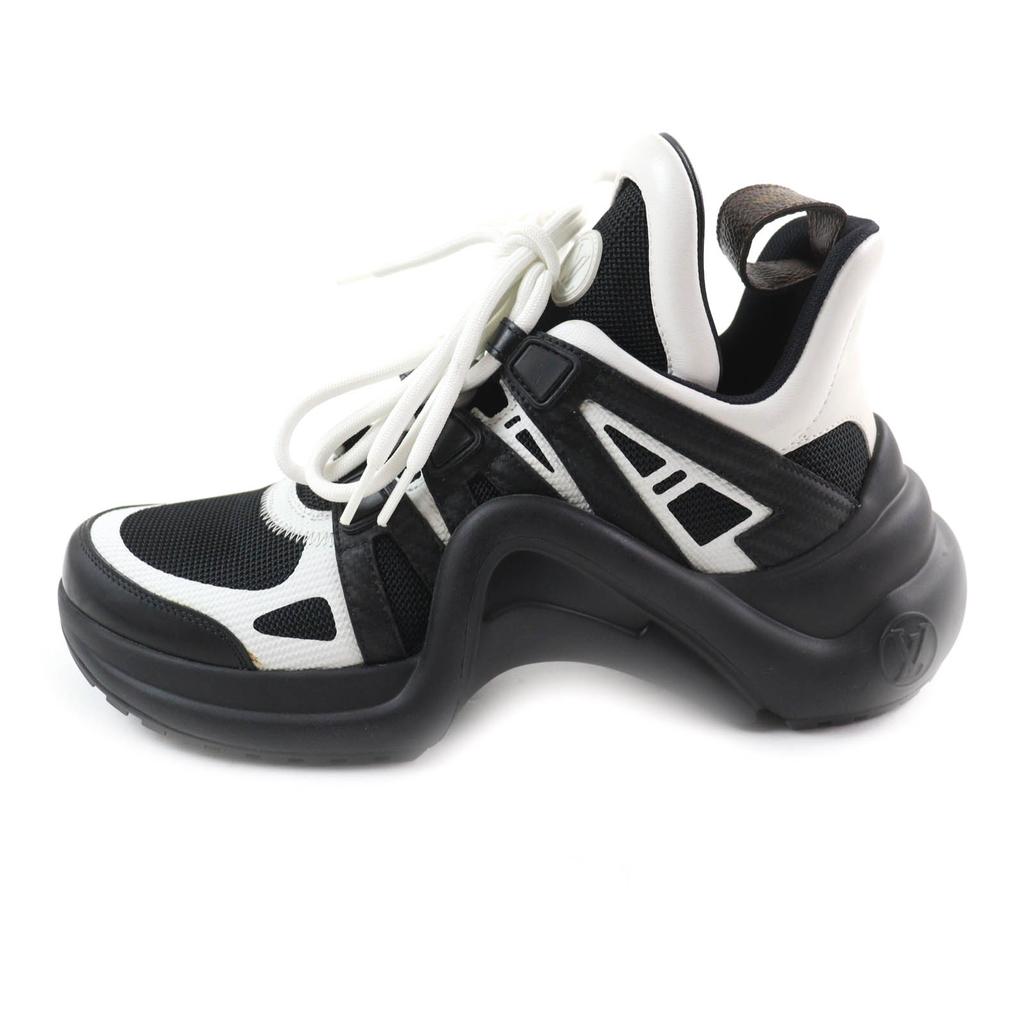 Great LOUIS VUITTON High cut sneakers Black White Women 35.5 Used