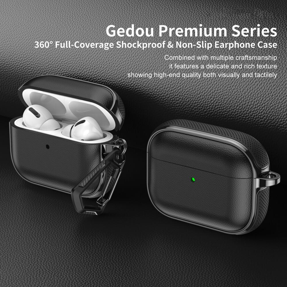 KEYSION Earphone Case for AirPods Pro 3 2 Leather Texture Soft TPU Silicone With Hook Shockproof Headphone Cover for AirPods 4