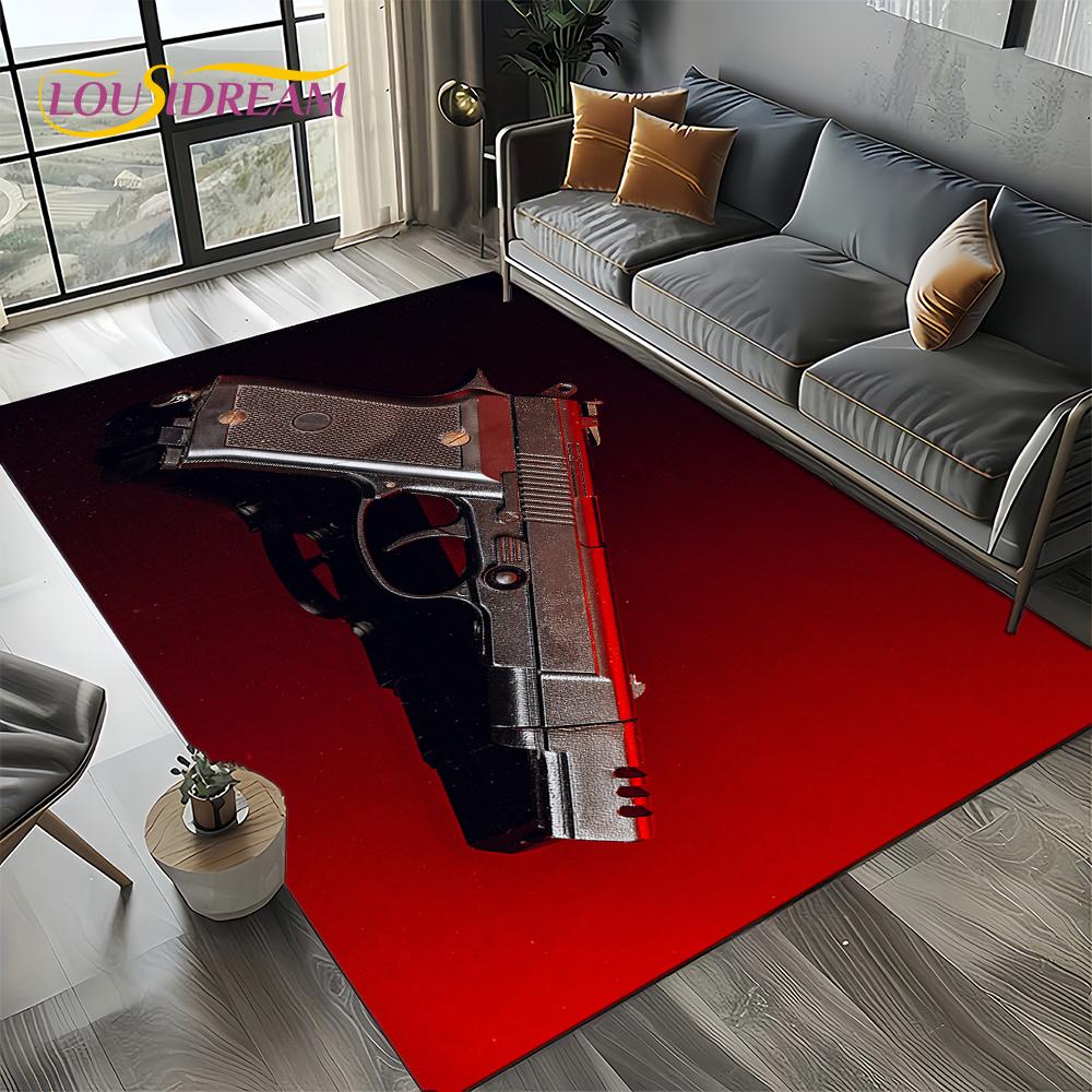 2025 New Cool Guns Pistol Ammunition Bullet Cartridge AK M4 Rug Carpet for Living Room Bedroom Decor,Non-slip for Sofa Doormat