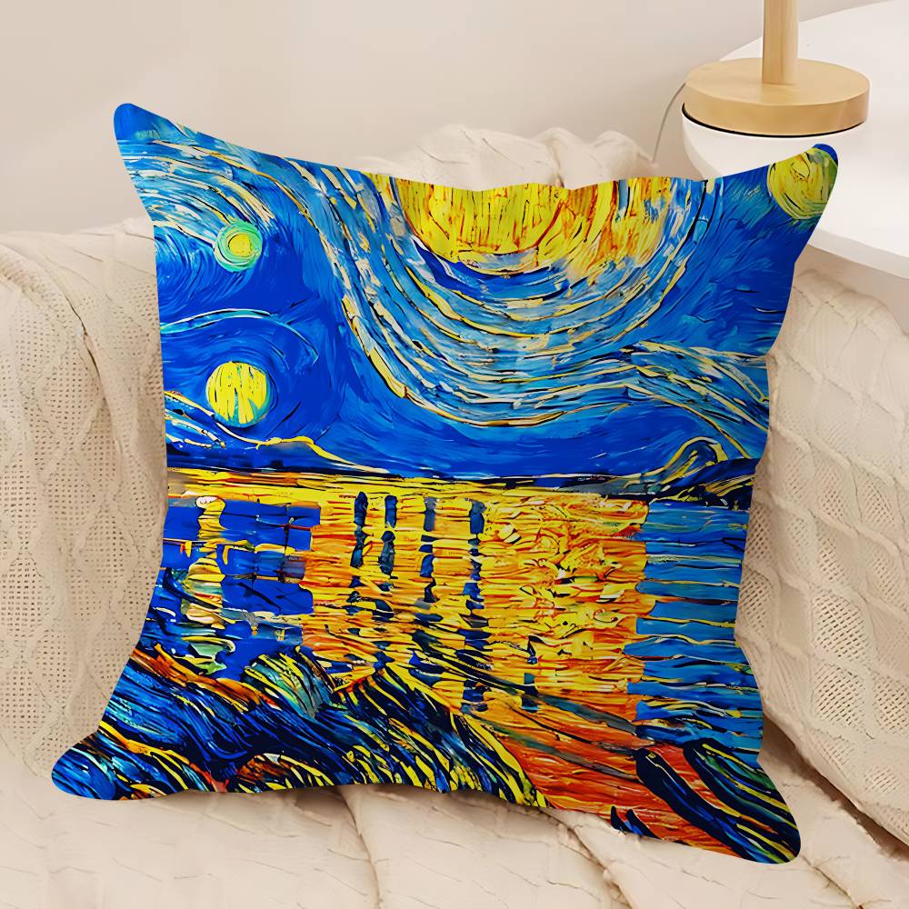 

Van Gogh Famous Painting Pillow Case Removable Washable Cushion Cover – All-Season Soft Linen 12x12Inch