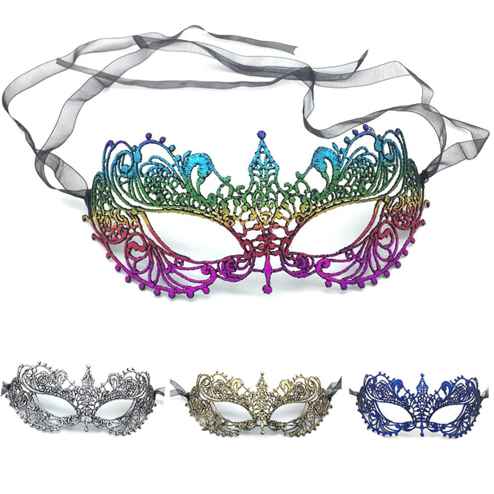 Women Sexy Hollow Lace Masquerade Bronzing Face Mask Princess Party Cosplay Prom Props Costume Nightclub Queen Eye Mask Exotic