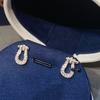 Liu Yifei Horseshoe Buckle Earrings Women'S U-Shaped 18K Gold-Plated Diamond Niche Earrings Versatile Temperament Premium Earrings