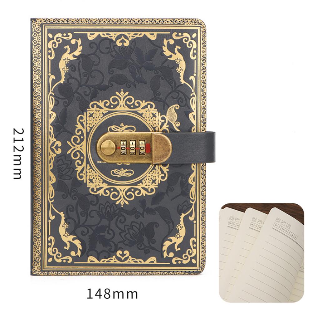New A5 Retro Password Notebook With Lock Diary Book Student Notebook Vintage Notebook Sub-Password Lock Notebook Supplies