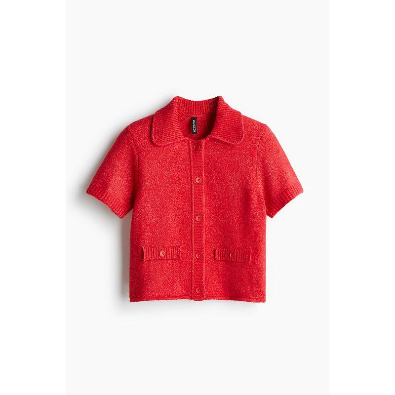 

Женская одежда HM Шерстяной трикотаж 2025 Осень Новое поступление Лацкан Однобортный Повседневный Элегантный Кардиган серии Miu 1262823 Mixed red 165/96