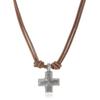 Collana con Ciondolo a Croce Retro Moda Semplice Corda in Lega Collana in Pelle Artigianale Collana Intrecciata a Croce Unisex