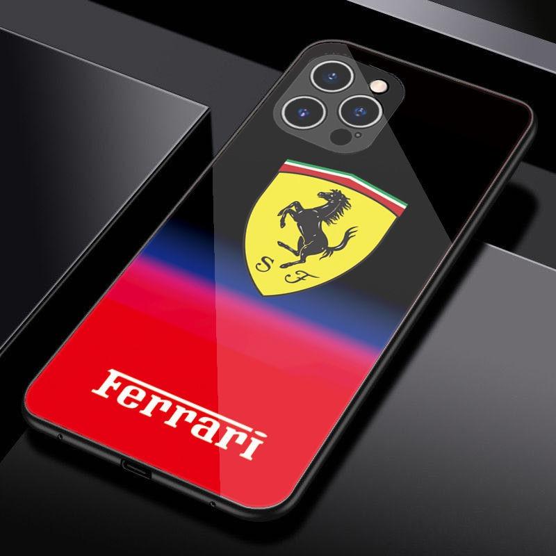 For Ferrari 458 488 599 612 FF F12 Racing Tempered Glass Phone Case For iPhone 11 12 13 14 15 16 17Pro X XR XS Max Mini 7 8 Plus