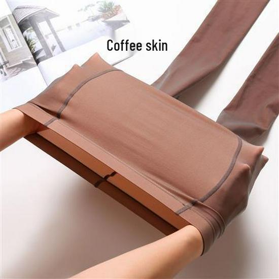 Plus Size Grey Sheer Seamless Leggings: Nude-Look Flight Attendant Style Stockings for Women, Spring & Autumn.
