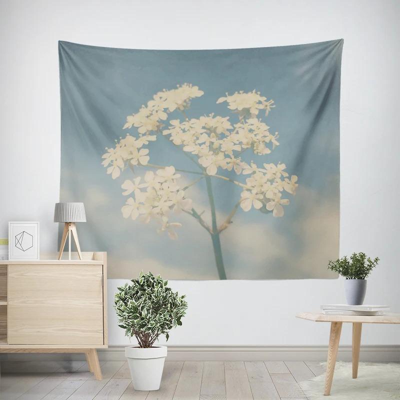 Object Wall Hanging Aesthetic Bedroom Wall Art Large Fabric Tapestry Bohemian Retro Floral Leaves Modern Room Decoration