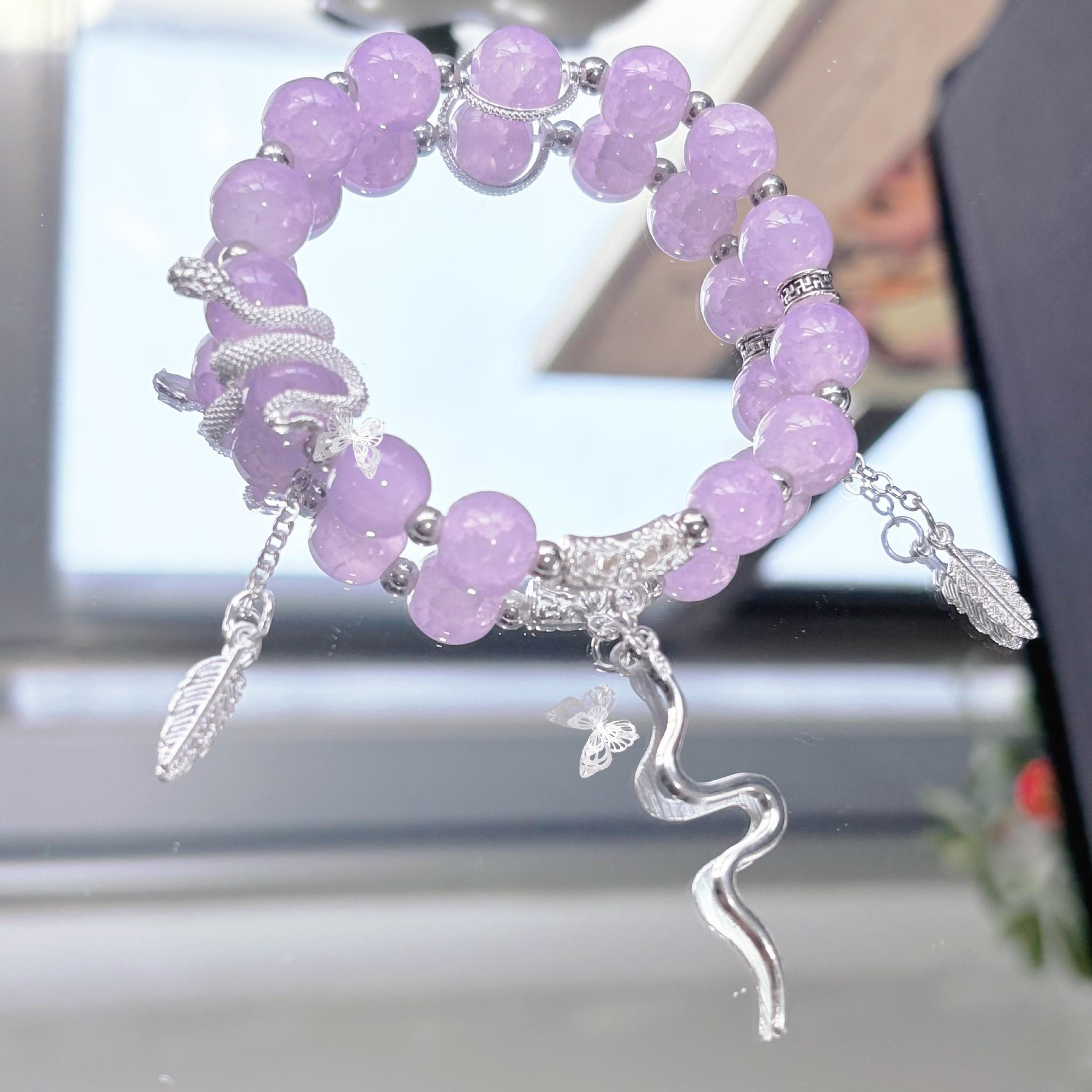 

Новогодний браслет из белого змея с лопающимися бусинами, женский, год рождения, нишевый дизайн, студенческий браслет