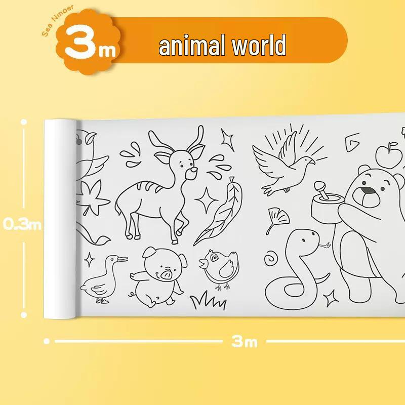 100-Meter Blank Graffiti Scroll: White Canvas for Children and Kindergarten Art