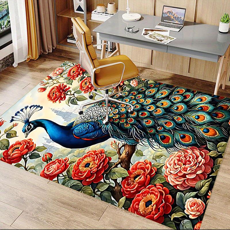 1PC peacock flowers Carpet Ultra Soft, Thick & Absorbent, Non Slip Machine Washable Mat for Entryway