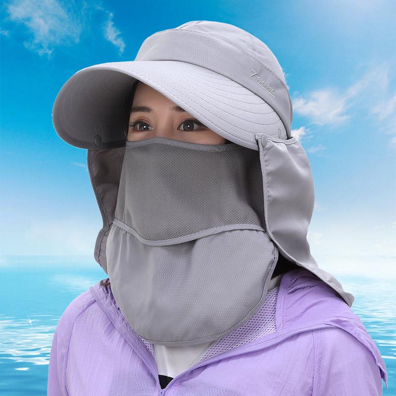 Women's Wide Brim Summer Sun Hat with UV Protection - Foldable and Face Covering for Outdoor Cycling, 2025.