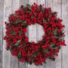 Christmas Decoration Wreaths for Front Door Cypress Leaf Red Berry Pine Handmade Wreath Xmas Home Wall Window Decor 45cm