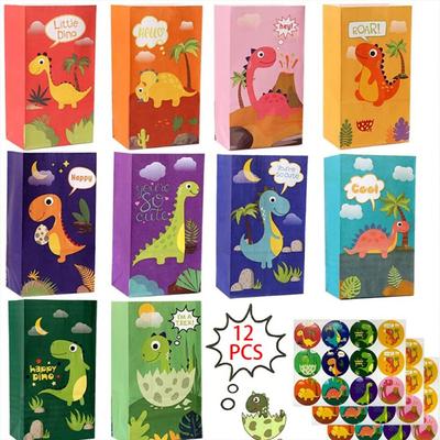 12 pièces avec autocollants emballage cadeau bonbons biscuits emballage sac faveurs de fête décoration