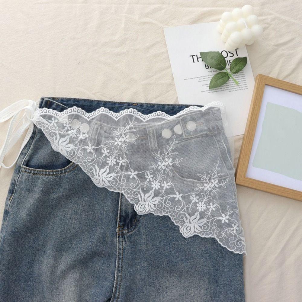 Lace Trim Triangle Short Skirt Soft Lace Butt Curtain Skirt New Waist Scarf For Women