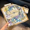 Silk scarf women's spring and autumn decoration versatile ins simple style striped square scarf streamer simulation silk fashion scarf scarf scarf