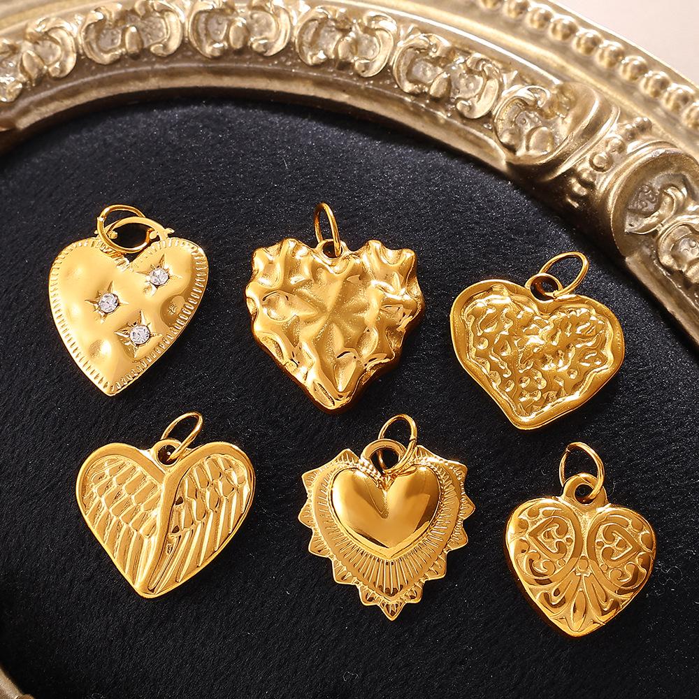 European & American Style Heart-Shaped Rhinestone Stainless Steel Pendant Necklace Accessories