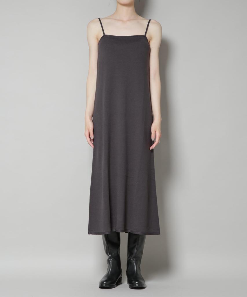 Nano Universe Knit Camisole Dress and Cropped Knit F Women's V-Neck Set, 023, Charcoal, 673-5219306