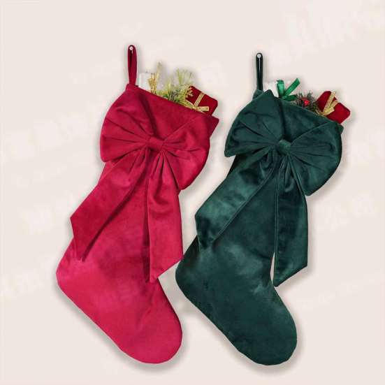 Christmas Stocking Decorations Velvet Stockings with Decorative Bow, Large Xmas Hanging Stylish Indoor Festival Supplies Socks for Fireplace, Mantel,