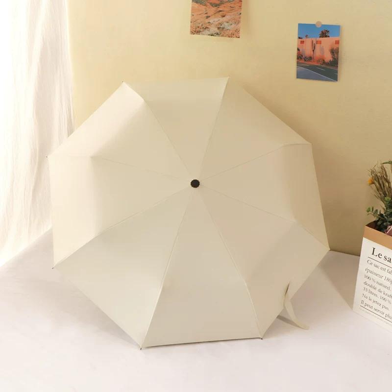 Sun Umbrella Female Foldable Rain Dual-Use Ins Wind Pure Color Minimalist Automatic Sun Protection UV Protection Sun Umbrella