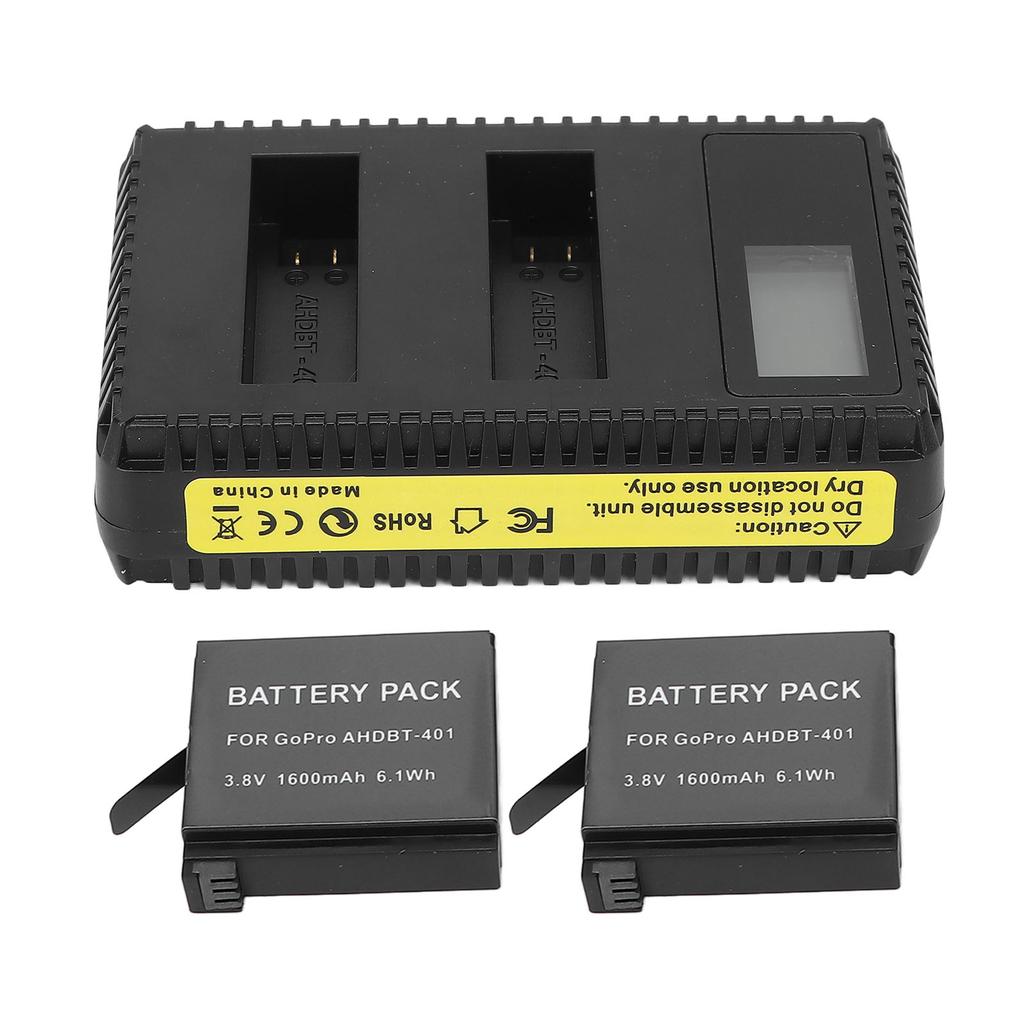 Camera Battery Charger Dual Slot LCD Display Safe USB Battery Charging Station for Hero 4