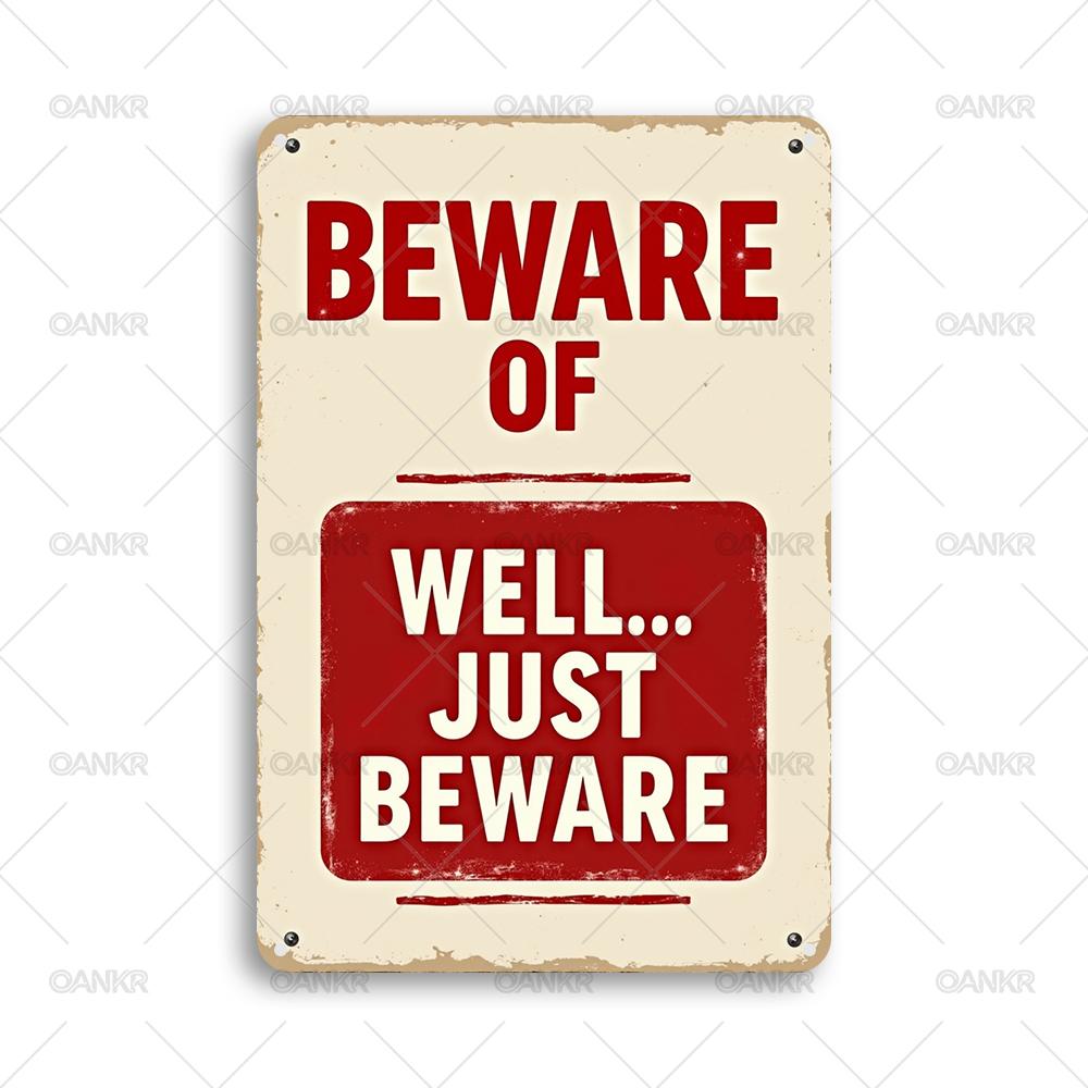 

Vintage Warning Art Metal Tin Sign Beware Of Well Just Beware Art Poster Metal Signs for Man Cave Farm Garden Home Wall Decor 20x30cm（7.8x11.8inch）