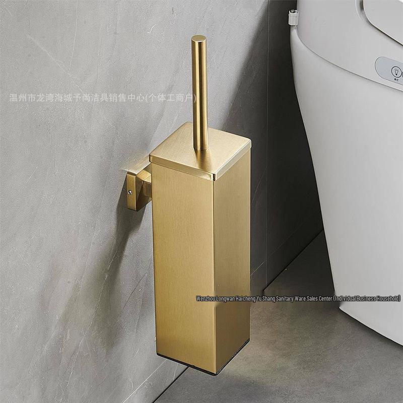 Stainless Steel Wall-Mounted Toilet Brush Set with Lid - Odor-Proof Bathroom Cleaning Tool