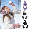 1 Conjunto de Protetores de Orelha de Tricô para Crianças, Aquecedores, Luvas Quentes e Luvas, Conjunto de Orelhas Peludas, Protetores de Orelha de Inverno