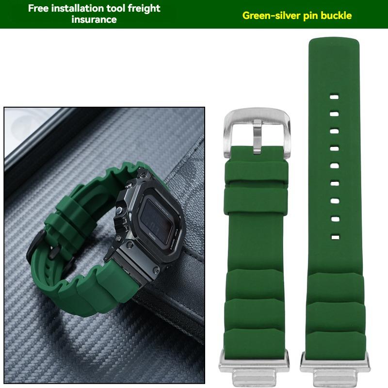 For Casio Small Square GW-B5600 GW-M5610 DW5600 GA2100 GM5600 High Quality Soft Silicone Men's Metal Conversion Watch Strap