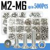 Flat Hex Screw and Nut Set 304 Stainless Steel Hexagonal Allen Bolt M2 M2.5 M3 M4 M5 M6 Countersunk Motor Faring Bolt Screws Nut