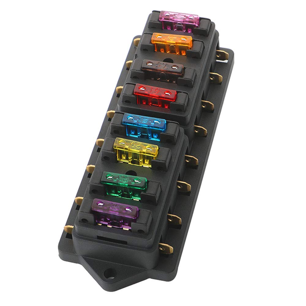 

QitinDasen 8 Way Fuse Box Holder, Car Circuit Fuse Box Holder, Universal Standard