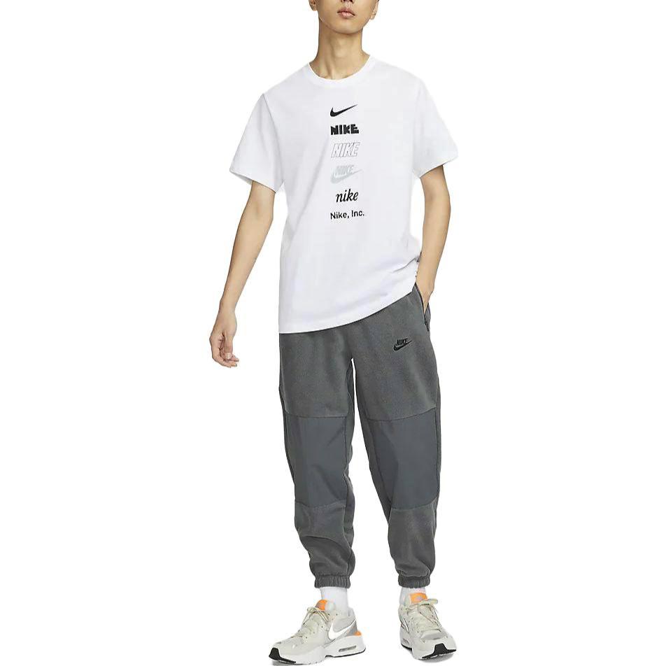 Nike מכנסי ג'וגינג סרוגים קז'ואליים בצבע אחיד מבד קלאב פליז עם כיס רוכסן לגברים תחתונים אפור FB8385-068