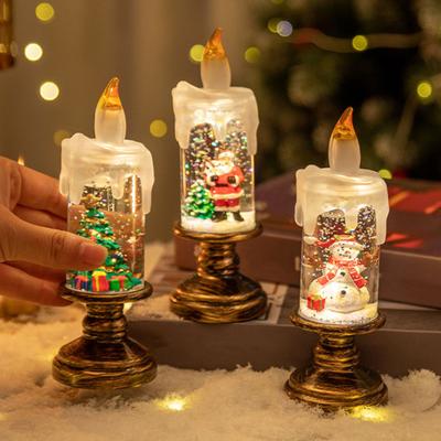 Vánoční LED svíčky bez plamene na baterie Santa Sníh Dekorativní lampa Domov Veranda Stolní Párty Dekorace