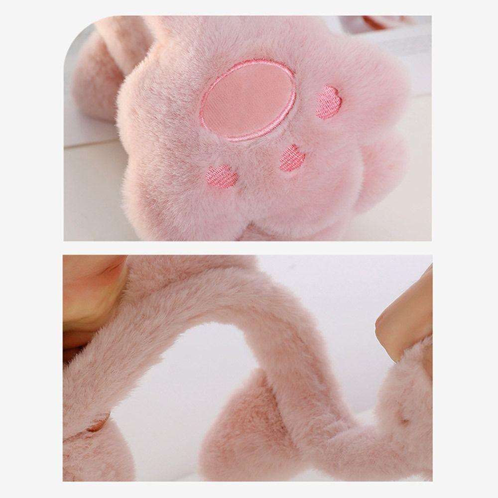 Fashion Plush Ear Warmer Anti-Freeze Thickening Ear Cover Collapsible Winter Warm Cat Claw Earmuffs for Women Girls