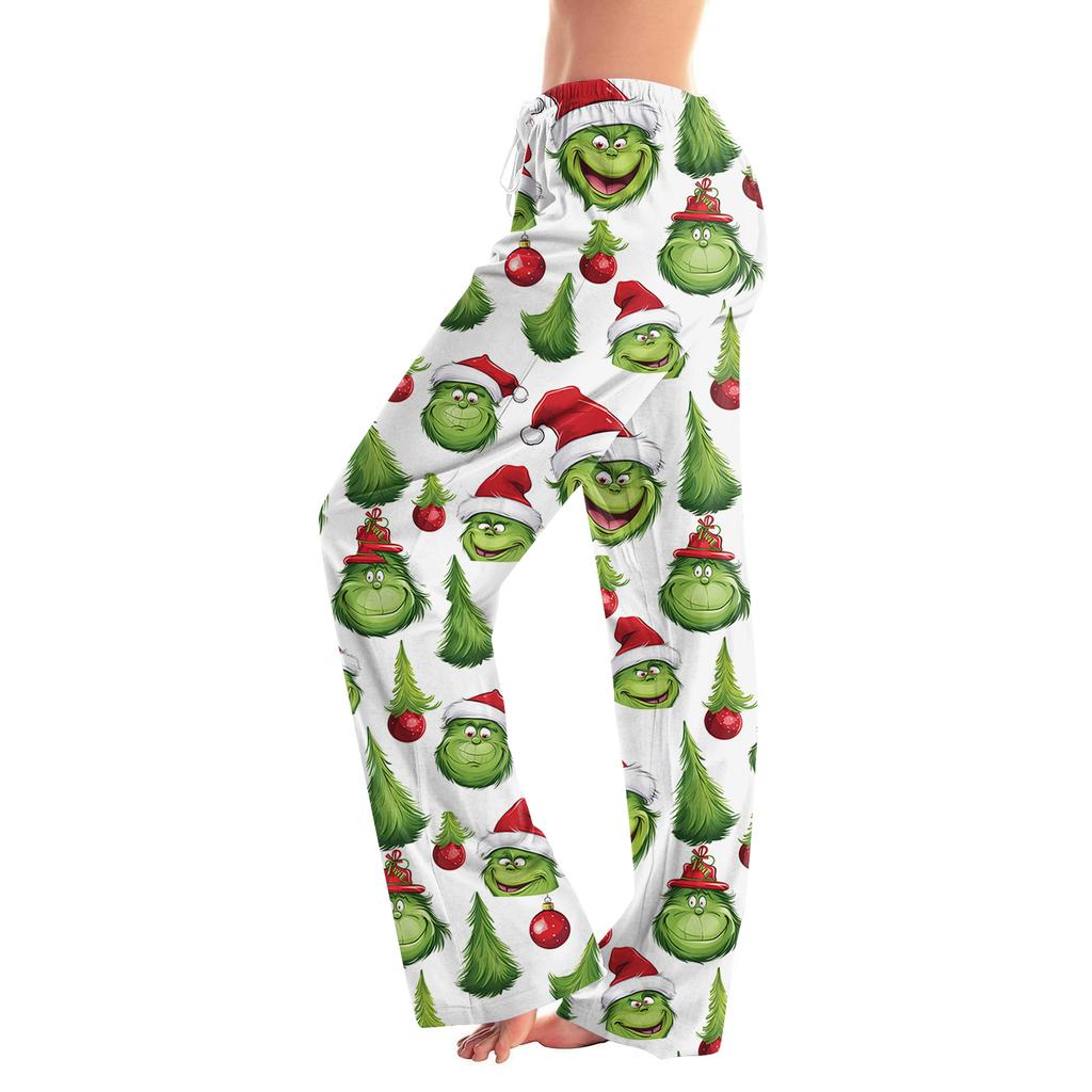 Womens Pajama Pants Sleepwear Casual Drawstring Elastic Waist Pants Comfy Straight Yoga Loose Trousers