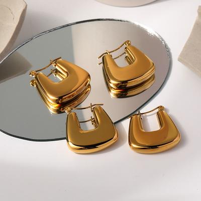 French Retro Light Luxury Versatile Titanium Steel Earrings High-End Sense Niche Stainless Steel Simple Geometric Shape Medieval Earrings