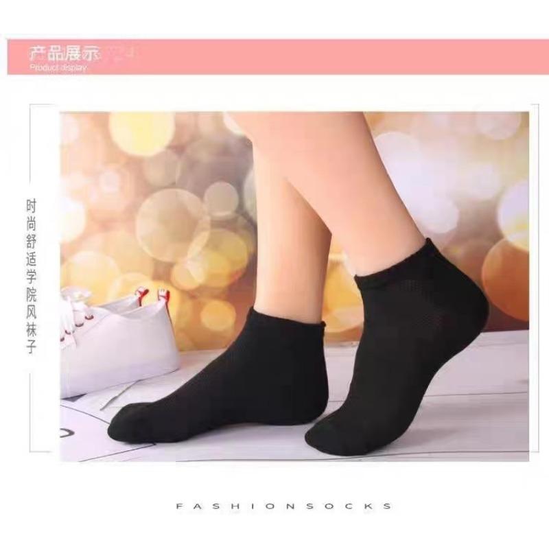 

5 пар женских коротких носков из хлопка, летние, тонкие, трендовые, низкие, короткие носки, впитывающие пот, дышащие, удобные, однотонные, с сеткой 5 pairs чёрный