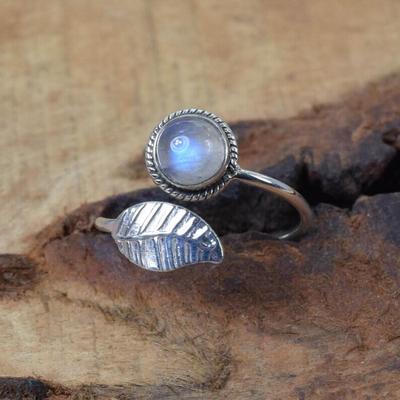 Δαχτυλίδι Moonstone, ασήμι 925, χειροποίητο κόσμημα, στρογγυλό πέτρινο δαχτυλίδι, στοιβαζόμενο δαχτυλίδι, επώνυμο δαχτυλίδι, δώρο για εκείνη, δαχτυλίδι Boho, μοναδικό δώρο