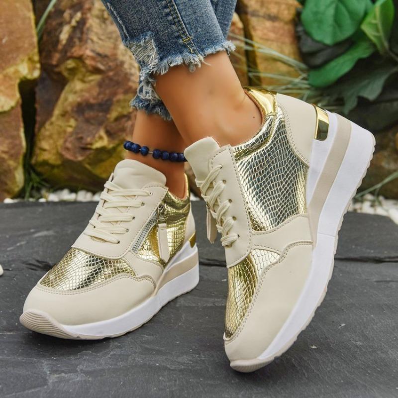 Comfortable Large Size Sneakers Platform Side Zipper Women's Wedge Shoes Soft Bottom Autumn Outdoor Wear Rubber Casual Shoes