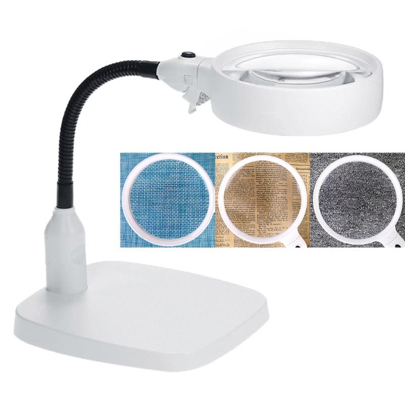 10-fache Lupenleuchte Lupe mit Licht & Ständer Freihändige Lupe mit 6 LED-Lichtern Kompatibel für m/ Arbeit, Lesen