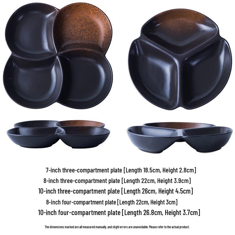 Japanese Four-Compartment Ceramic Plate for Low-Fat Meals – Ideal for Single-Serve Breakfast