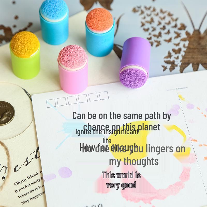 Vintage Journal Ink Pad Blending Tool with DIY Sponge Finger Cot and Lace Ruler - Available In 5 Colors for Stamping, Smearing, and Coloring.